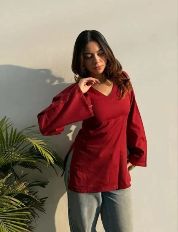 Hbkart_Casual_Solid_Women_Maroon_Top