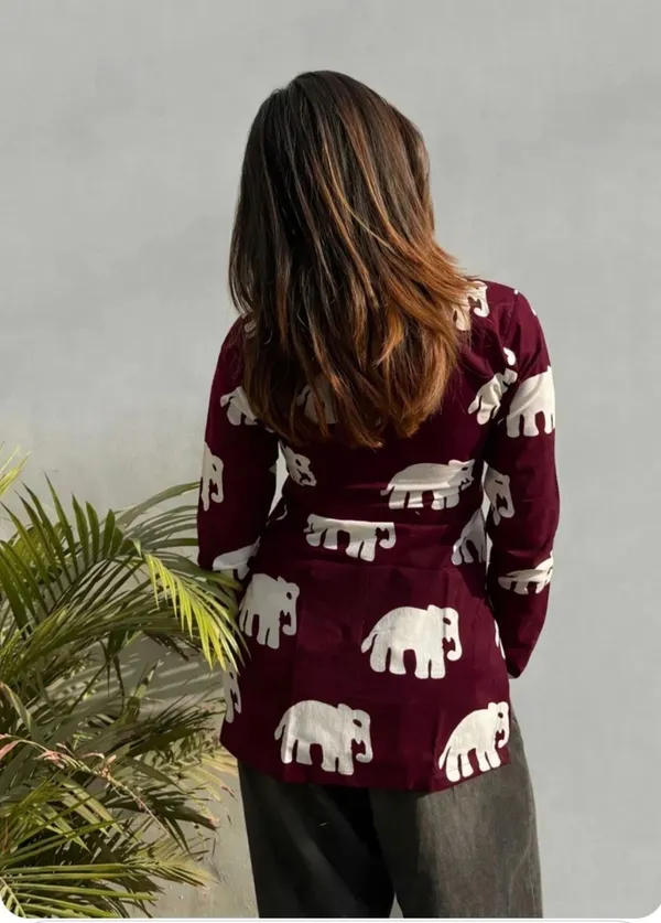 Hbkart_Casual_Printed_Women_Maroon_Top