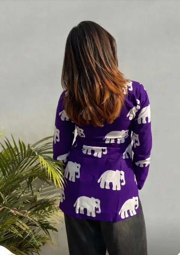 Hbkart_Casual_Animal_Print_Women_Purple_Top