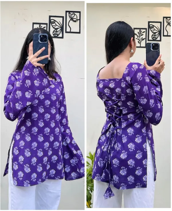 Hbkart_Casual_Printed,_Floral_Print_Women_Purple_Top