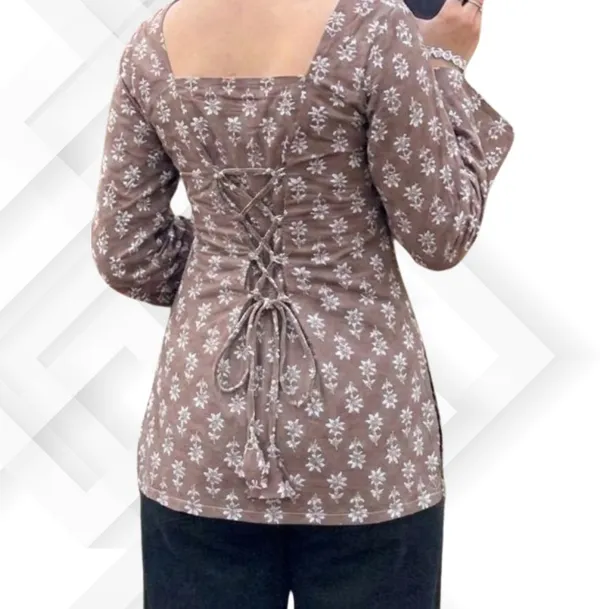 Hbkart_Casual_Printed,_Floral_Print_Women_Brown_Top