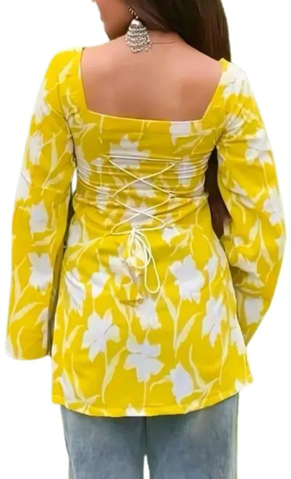 Hbkart_Casual_Printed,_Floral_Print_Women_Yellow_Top