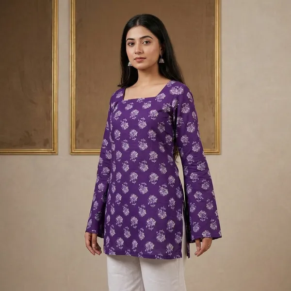 Hbkart_Casual_Printed,_Floral_Print_Women_Purple_Top