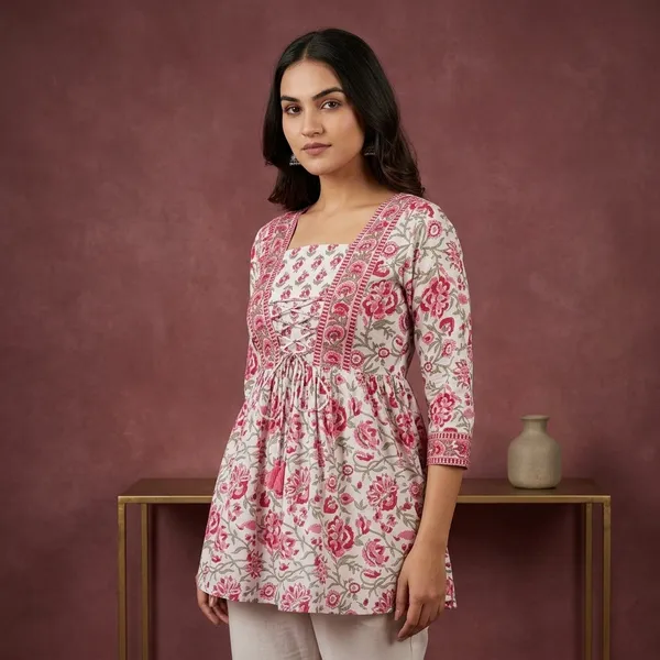 HBKART_Fashion_Casual_Printed_Women_Pink_Top