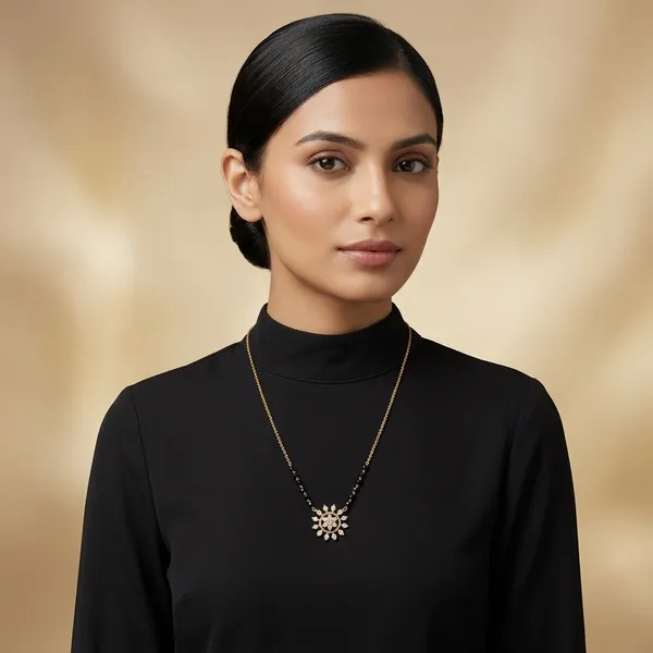 American_Diamond_Sun_Floral_Pendant_Mangalsutra
