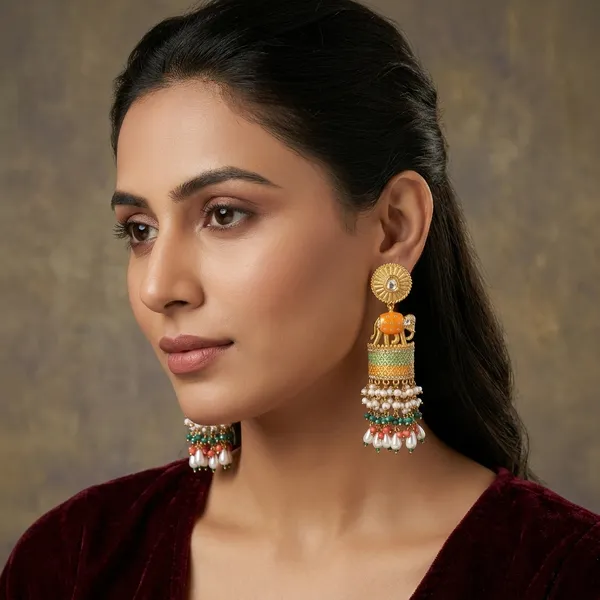 Multicolor_Alloy_Meenakari_Elephant_Design_Earrings_For_Women