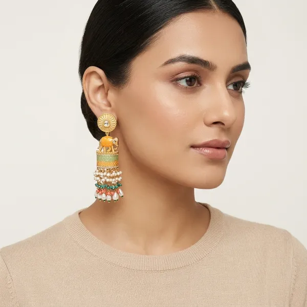 Multicolor_Alloy_Meenakari_Elephant_Design_Earrings_For_Women