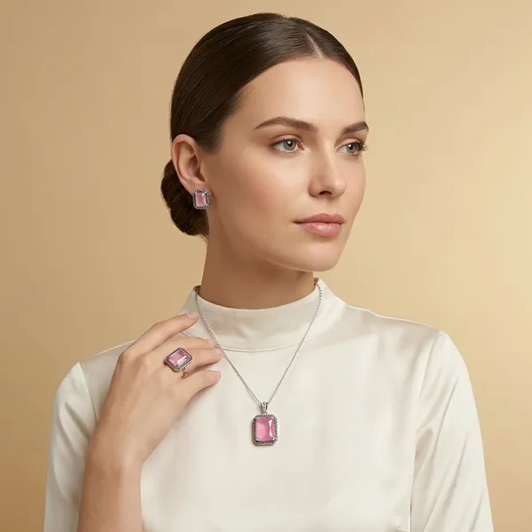 Pink_Alloy_Hydrostone_Earrings_With_Pendant_For_Women