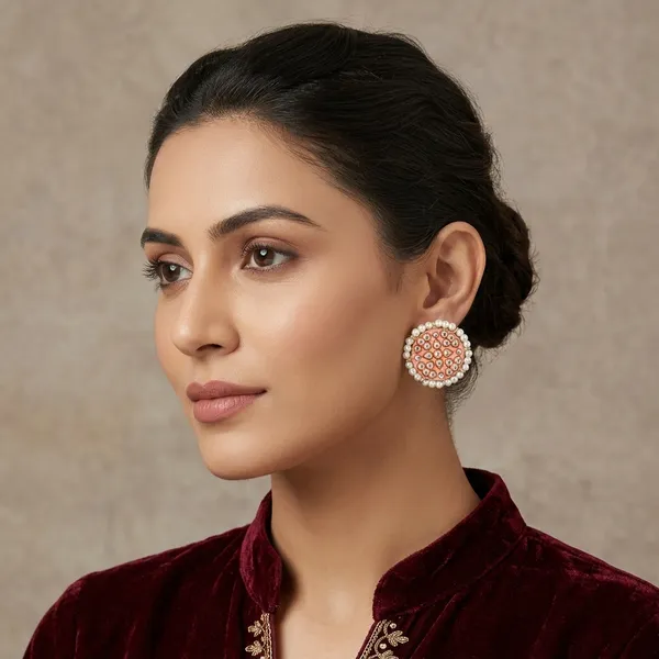 Light_Pink_Gold_Plated_Alloy_Glass_Stone_Studded_Hoop_Earrings_For_Women