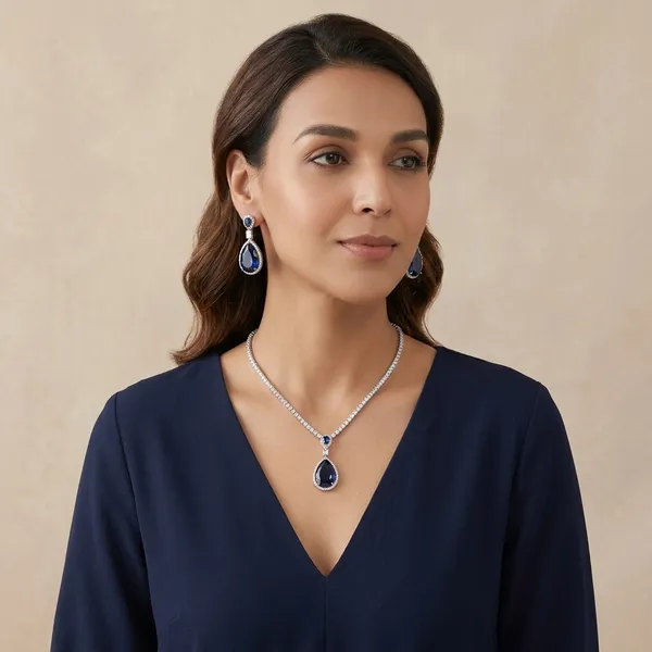 Black_Alloy_White_Finish_Diamond_Synthetic_Sapphire_Necklace_Set_For_Women