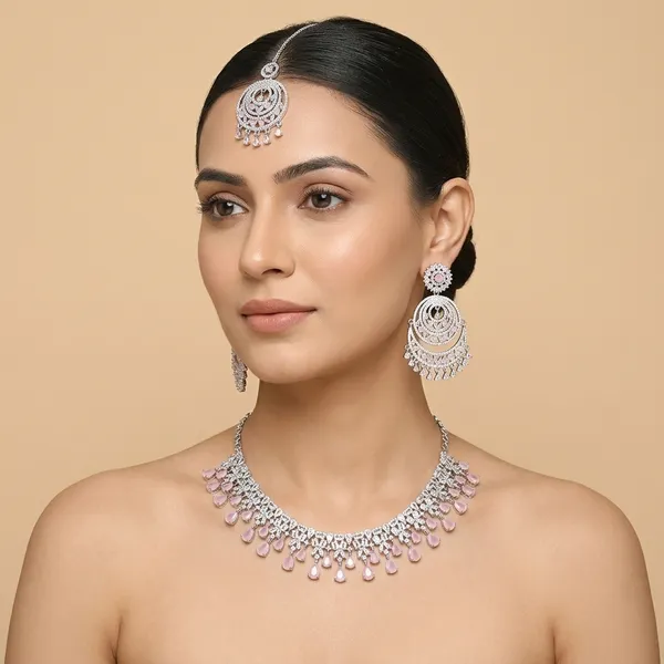 Silver_Alloy_Cz_American_Diamond_Necklace_Set_With_Earrings_Maangtika_For_Women