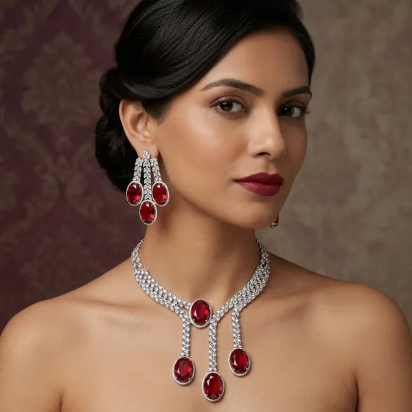 Red_And_Silver_Alloy_Cubic_Zirconia_American_Diamond_Studded_Necklace_Set_For_Women