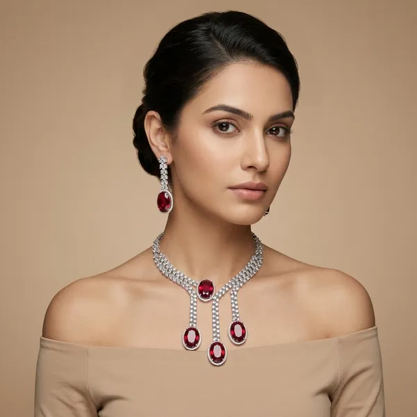 Red_And_Silver_Alloy_Cubic_Zirconia_American_Diamond_Studded_Necklace_Set_For_Women