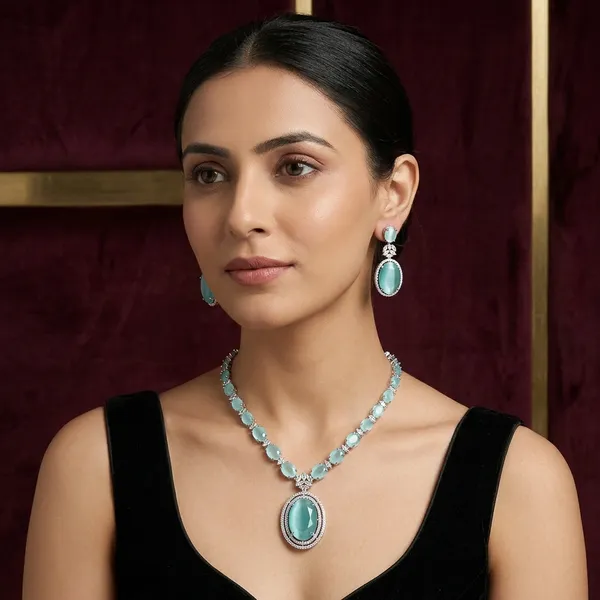 Green_Alloy_American_Diamond_Necklace_Set_For_Women