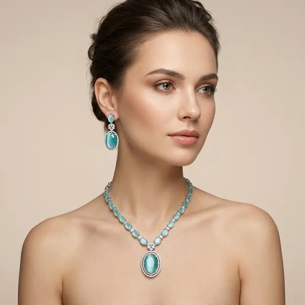 Green_Alloy_American_Diamond_Necklace_Set_For_Women