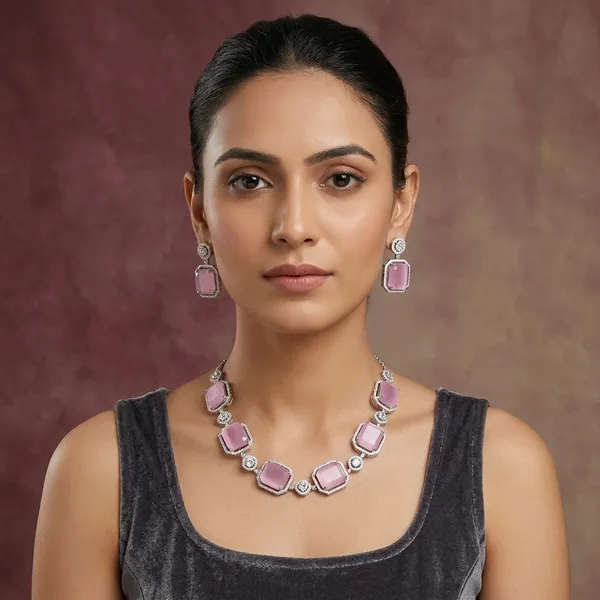 Pink_Alloy_American_Diamond_Necklace_Set_For_Women