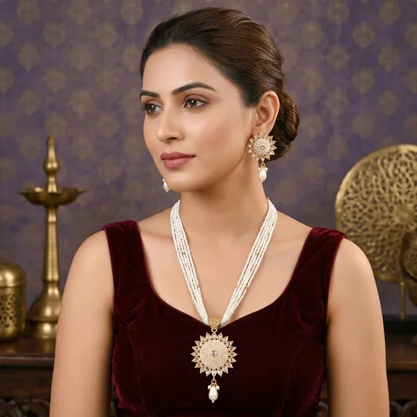 Golden_And_Silver_Gold-Plated_Alloy_Pearl_Ad_Necklace_Set_For_Women
