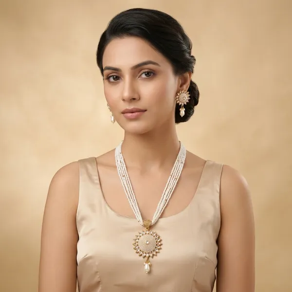 Golden_And_Silver_Gold-Plated_Alloy_Pearl_Ad_Necklace_Set_For_Women