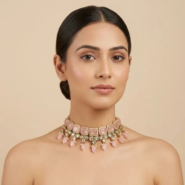 Golden_Alloy_Monalisa_Stone_Choker_Necklace_Set_For_Women