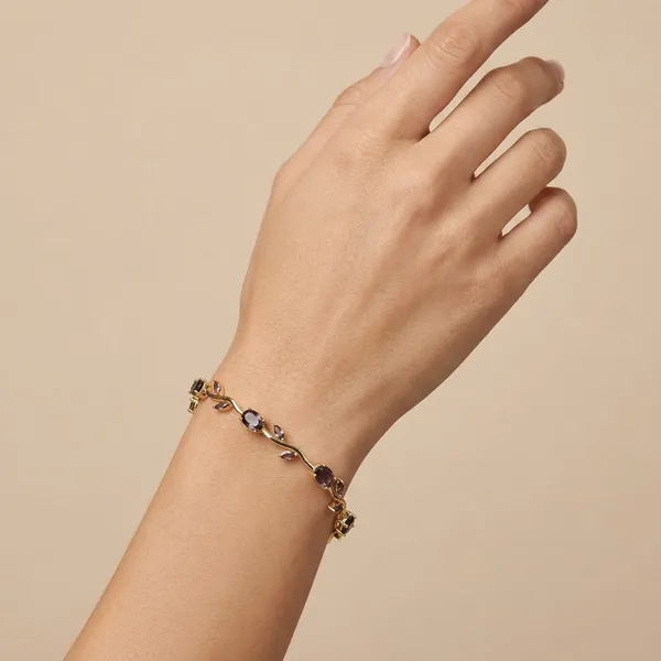 Tulips_Bracelet_For_Unisex,_Golden_Plated_Copper_With_Zircon_Inlay