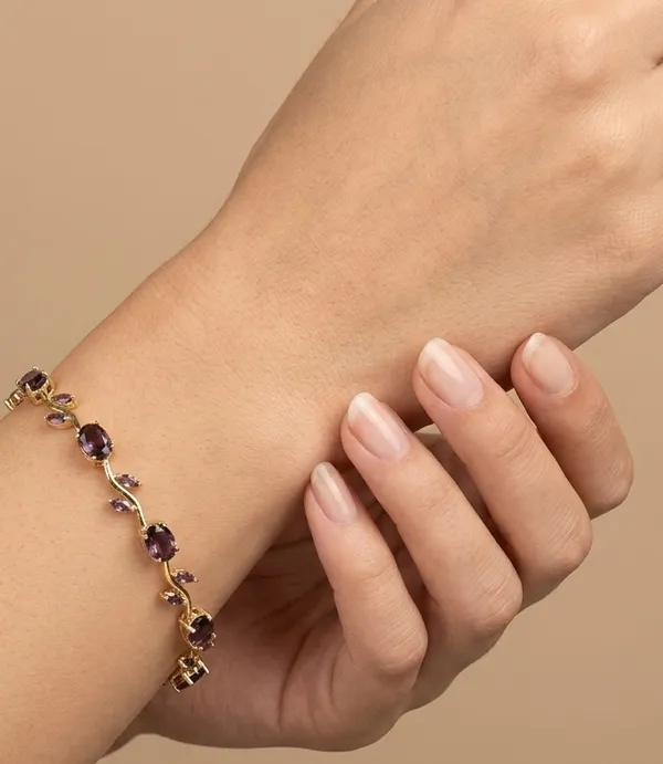 Tulips_Bracelet_For_Unisex,_Golden_Plated_Copper_With_Zircon_Inlay
