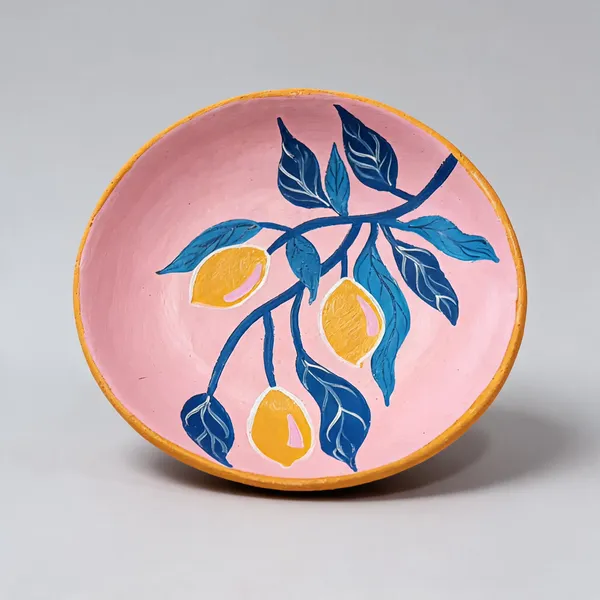 Lemon_Flower_|_Handcrafted_|_Wall_Decor_Plate_|_6".