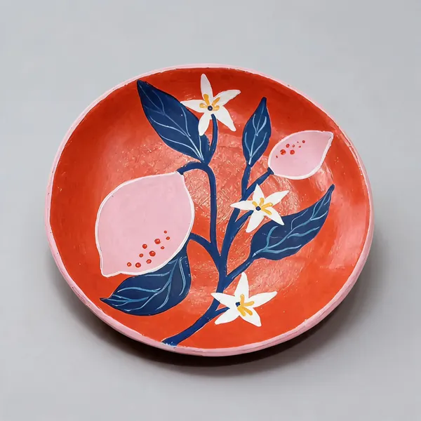 Lemon_Flower_|_Handcrafted_|_Wall_Decor_Plate_|_6".