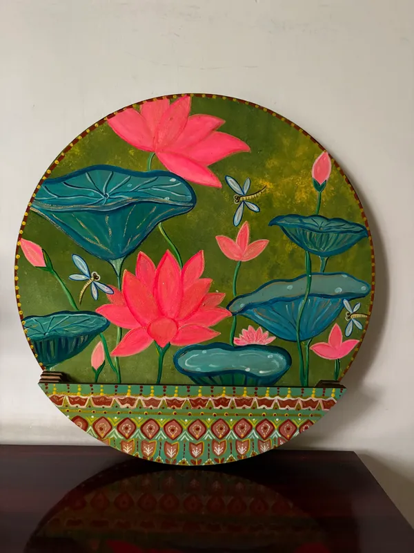 Bookl_Holder_(Lotus)_|_Handcrafted_|_Wall_Decor_Plate_|_12".