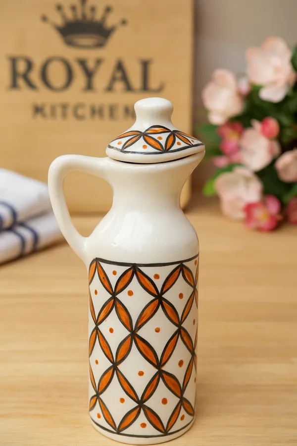 White_Ceramics_Premium_Kitchen_Accessories_Oil_Bottle_For_Home_and_Kitchen