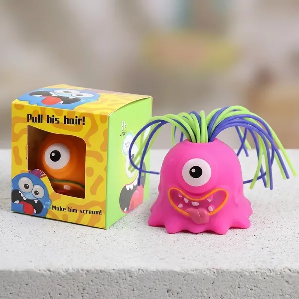 Pink_Monster_Pull-Hair_Interactive_Rubber_Squeeze_Toy