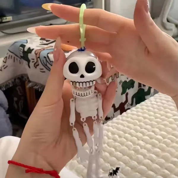 White_Plastic_Articulated_Skeleton_Novelty_Keychain_-_Pack_of_2