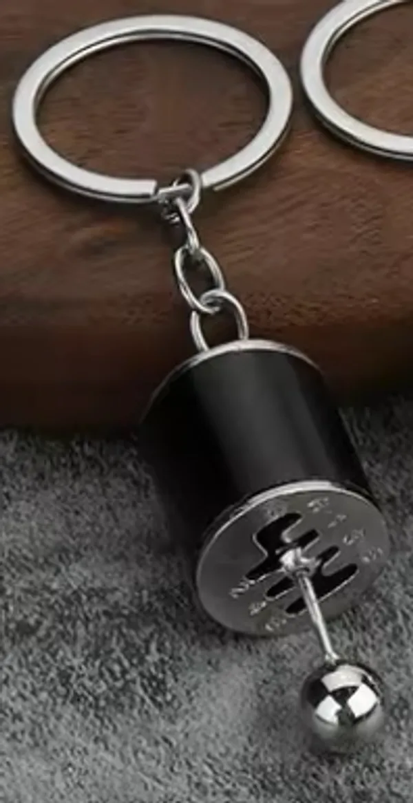 Black_Silver_Metal_Gear_Shift_Knob_Keychain