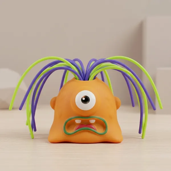 Orange_Rubber_Monster_Squeeze_Sound_Toy_With_Colorful_Hair