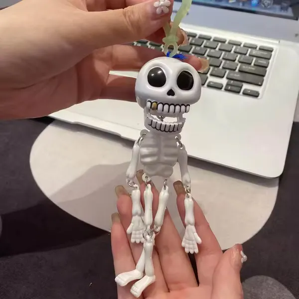 White_Plastic_Articulated_Skeleton_Novelty_Keychain_-_Pack_of_2