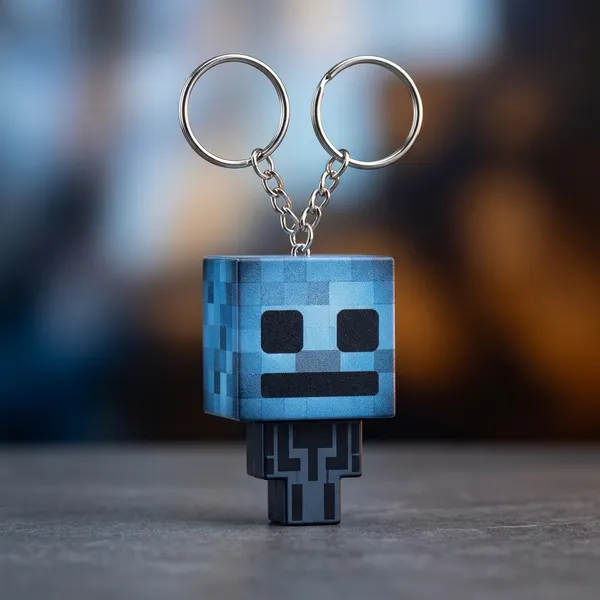 Blue_Pixelated_Gaming_Character_Plastic_Keychain