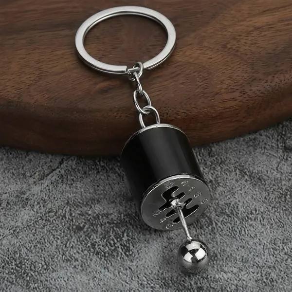 Black_Silver_Metal_Gear_Shift_Knob_Keychain