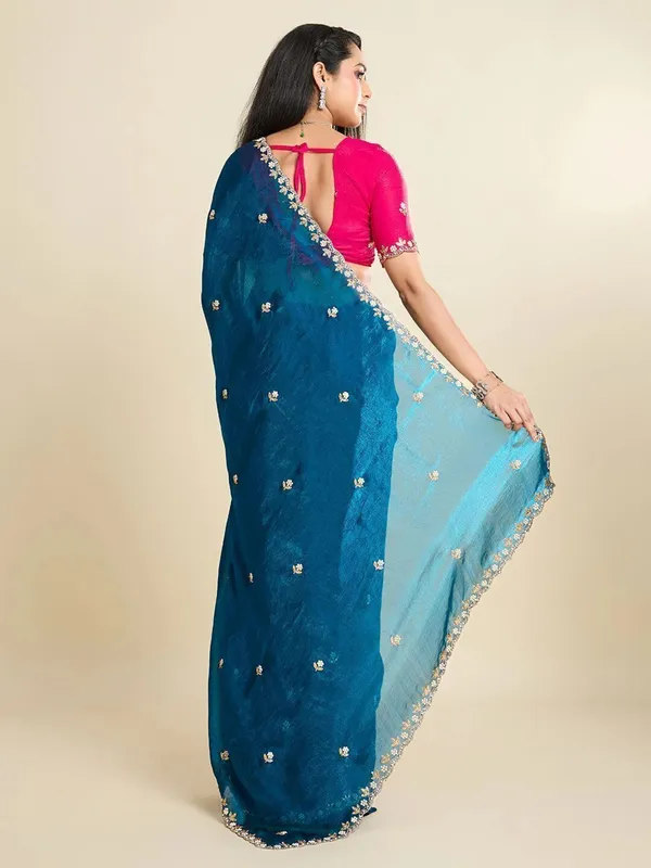 RUHU_CREATION_Embroidered,_Dyed_Bollywood_Tissue_Saree_(Dark_Blue)