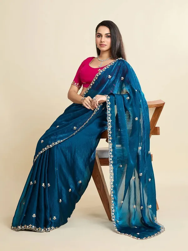 RUHU_CREATION_Embroidered,_Dyed_Bollywood_Tissue_Saree_(Dark_Blue)