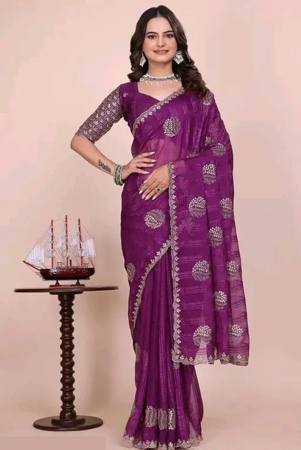 RUHU_CREATION_Striped,_Embroidered_Bollywood_Georgette_Saree_(Magenta)