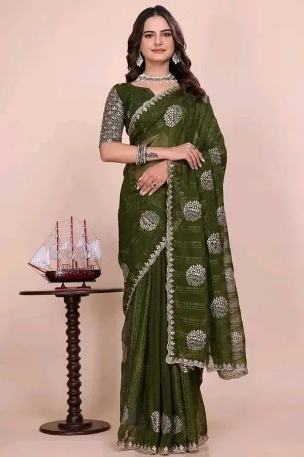 RUHU_CREATION_Striped,_Embroidered_Bollywood_Georgette_Saree_(Green)