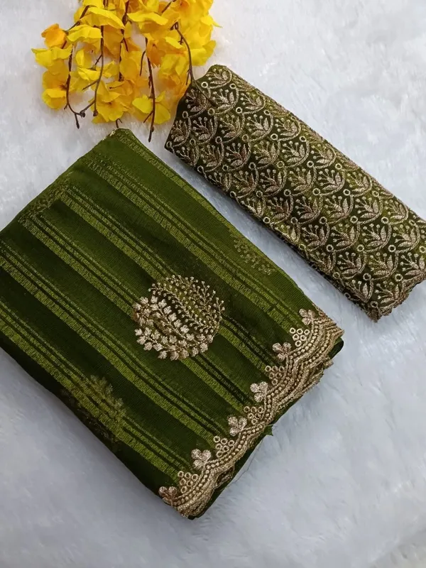 RUHU_CREATION_Striped,_Embroidered_Bollywood_Georgette_Saree_(Green)