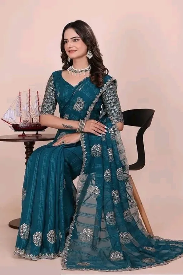 RUHU_CREATION_Striped,_Embroidered_Bollywood_Georgette_Saree_(Light_Green)