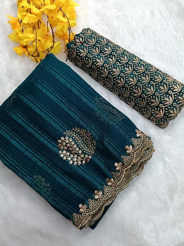 RUHU_CREATION_Striped,_Embroidered_Bollywood_Georgette_Saree_(Light_Green)