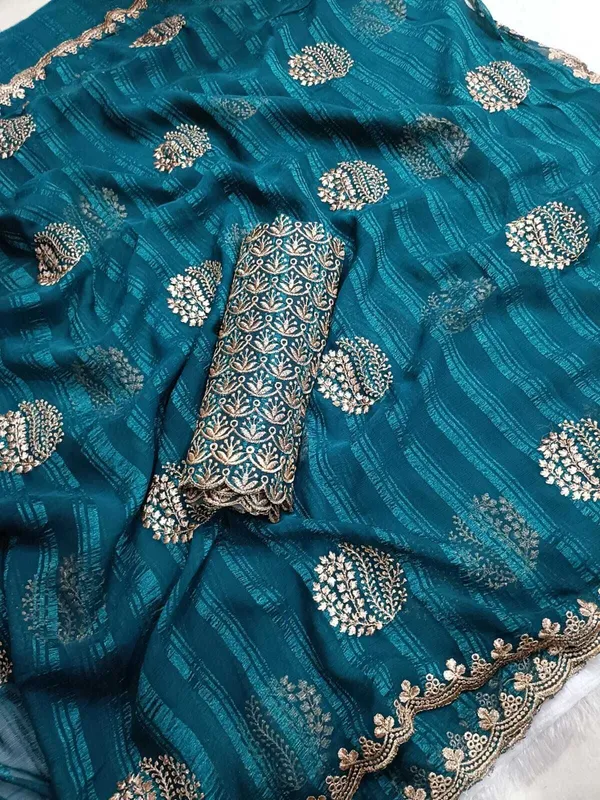 RUHU_CREATION_Striped,_Embroidered_Bollywood_Georgette_Saree_(Light_Green)