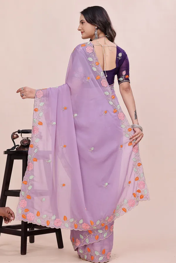 RUHU_CREATION_Embroidered_Bollywood_Chiffon_Saree_(Purple)