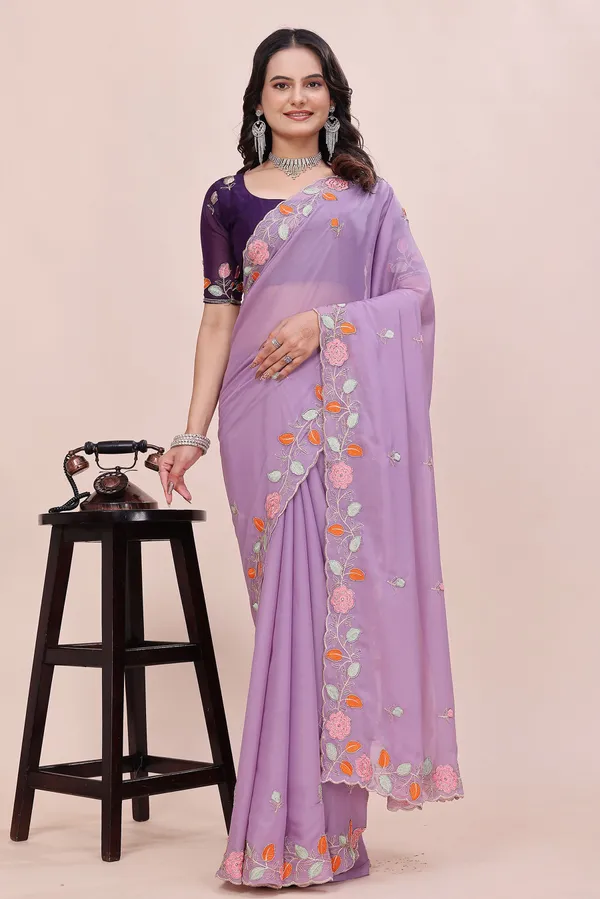 RUHU_CREATION_Embroidered_Bollywood_Chiffon_Saree_(Purple)
