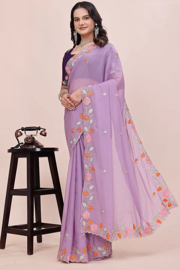 RUHU_CREATION_Embroidered_Bollywood_Chiffon_Saree_(Purple)