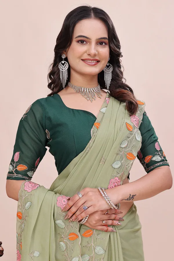 RUHU_CREATION_Embroidered_Bollywood_Chiffon_Saree_(Multicolor)