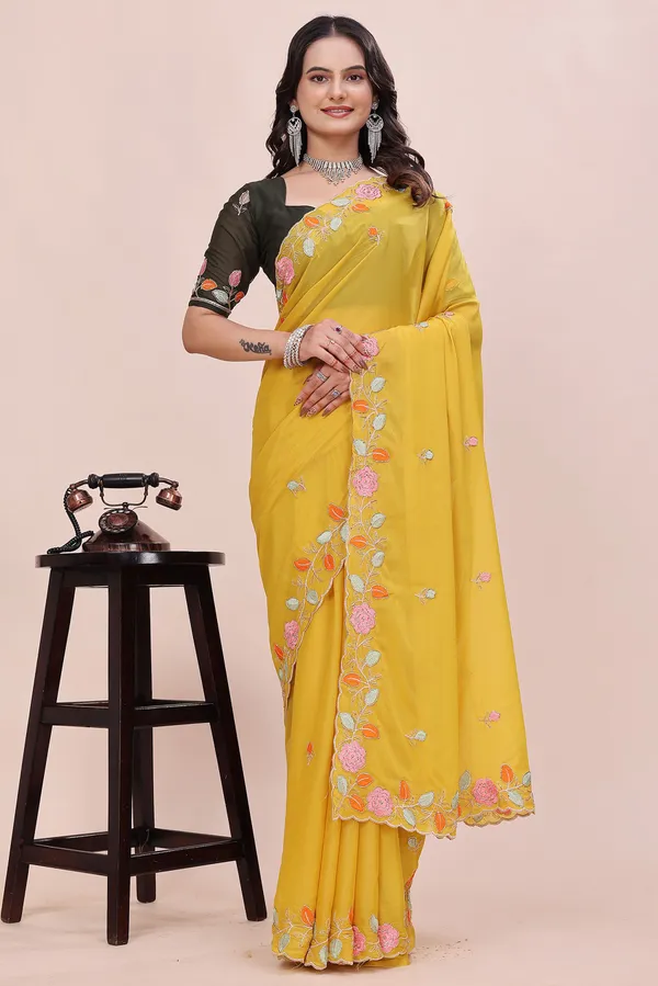 RUHU_CREATION_Embroidered_Bollywood_Chiffon_Saree_(Yellow)