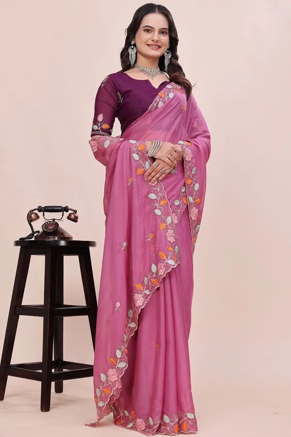 RUHU_CREATION_Embroidered_Bollywood_Chiffon_Saree_(Pink)